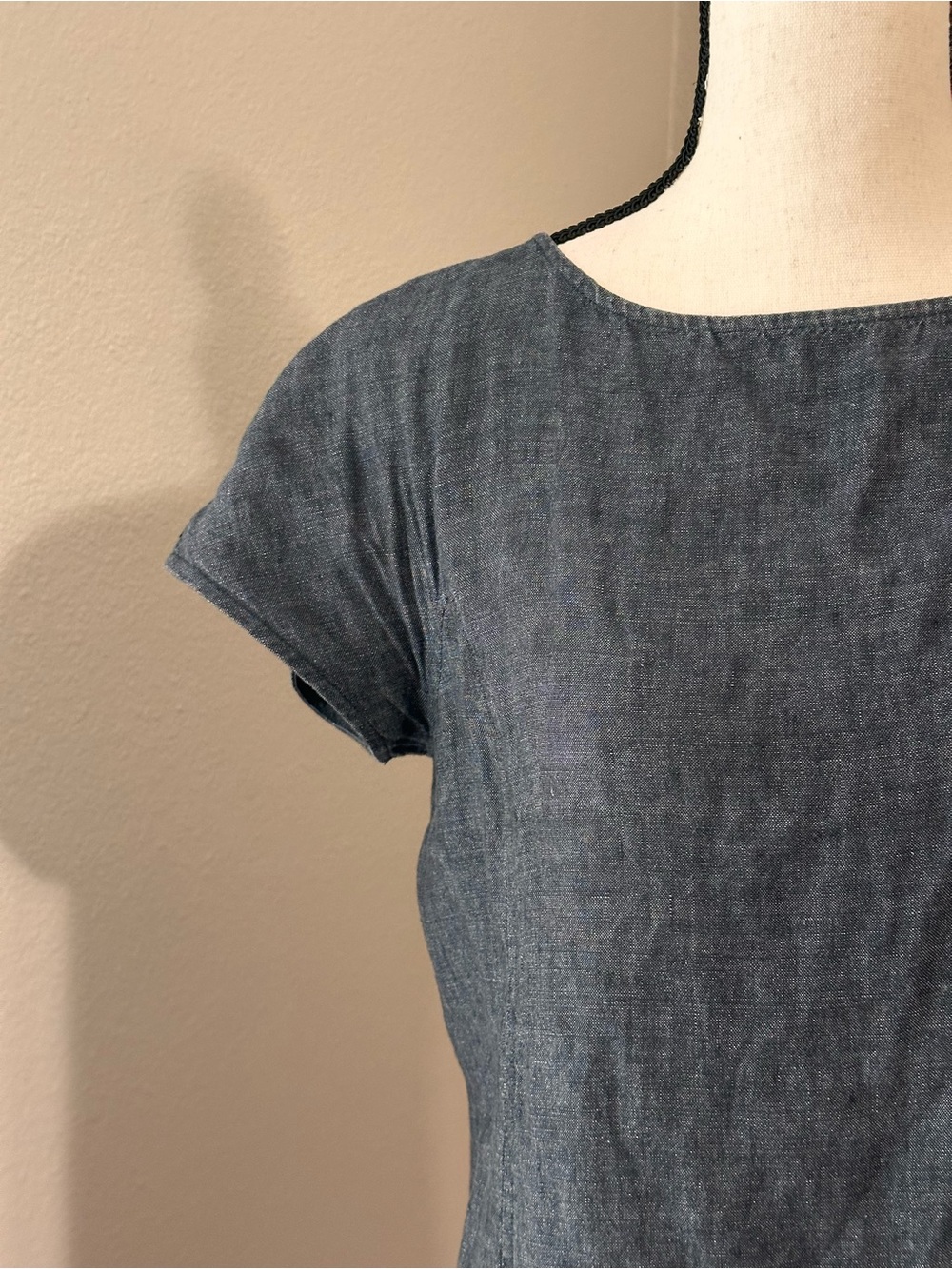 Eileen Fisher Dark Indigo Old Money Linen Dress Navy Blue - Picture 2 of 7